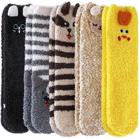 Fuzzy Socks for Women Soft Cozy Fluffy Winter Warm Slipper Socks Home Sleeping Animal Socks