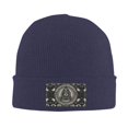 thumbnail image 2 of XMXT Winter Casual Beanie Hats for Men Women, Pyramid with Eyes Illustration Unisex Adult Cap Warm Daily Knit Hat Skull Caps, Navy Blue, 2 of 9