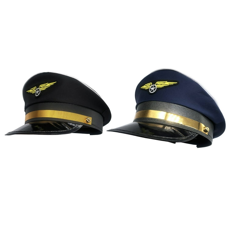  Captain Pilot Hat - Captain Pilot Hat In Dark Blue With Golden  Emblem For Costume : Clothing, Shoes & Jewelry