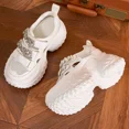 thumbnail image 3 of Chunky Sneakers for Women Fashion Platform White Leather Casual Dad Shoes, 3 of 7
