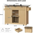 thumbnail image 3 of Vabches 50" Fluted Kitchen Island with Drop Leaf and Wheels, Rolling Kitchen Cart with Towel Rack, Wine Rack and 3 Drawers, Natural, 3 of 10
