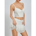 thumbnail image 6 of Women´s 2 Piece Summer Outfits White V Neck Lace Floral Cami Tops Tiered Ruffle Skirt Set, 6 of 10