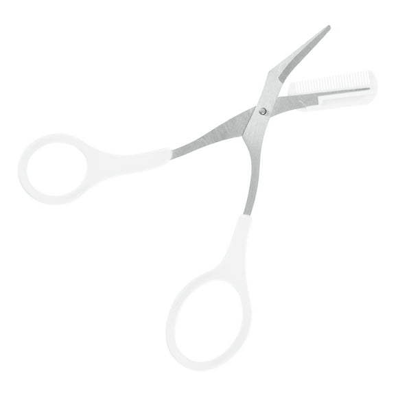 Unique Bargains Eyebrow Trimmer Scissors with Comb Stainless Steel Eyebrow Comb Scissors for Shaping Eyebrows White