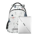 thumbnail image 7 of FORMRS Unisex Backpack Elementary School Travel Bookbag with Reflective Stripes, Blue Cartoon Snowmen, 7 of 7