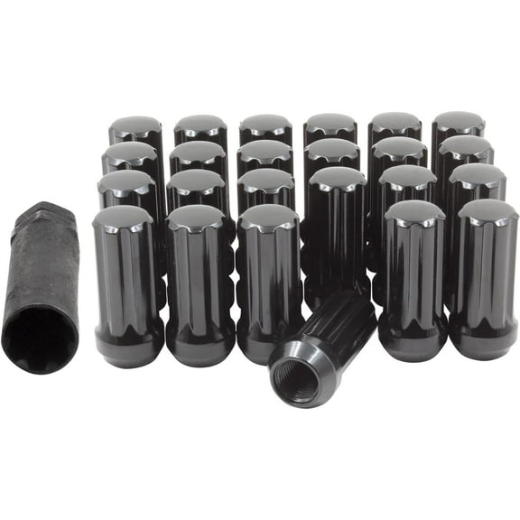 Wheel Accessories Parts 24 Pcs M14x1.5 14x1.5 Thread Truck 1.90" Long Spline Lug Nuts Black 7 Spline Hex Fits 1999  Chevy Silverado GMC Sierra 1500 2015  Ford F 150 Nissan Titan XD 2019  Ram 1500