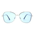 thumbnail image 1 of Womens Pop Color Lens Classic Metal Rim Butterfly Sunglasses Silver Blue, 1 of 4