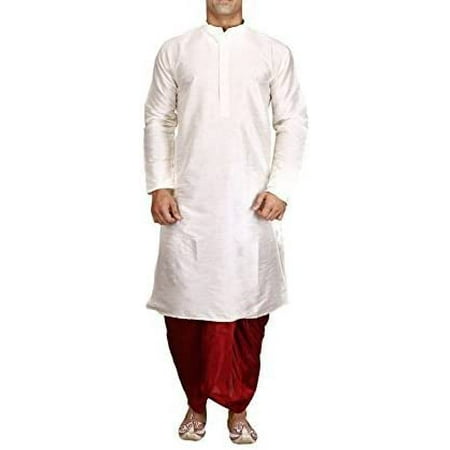 

Royal Men s Silk Blend Dhoti & Kurta Set_Cream