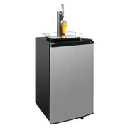 3.4 Cu.ft. Kegerator, Keg Beer Cooler for Beer Dispensing with 4 Casters, CO2 Cylinder, Temperature Control, Drip Tray, Black Stainless Steel