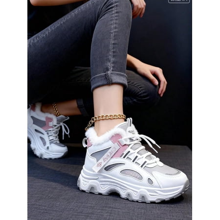 For Women Outdoor & Sports Comfortable Thick-Soled Fleece-Lined Shoes Breathable for Casual Walking