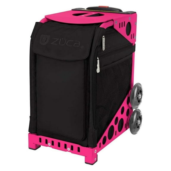Zuca Sport Frame Flashing Wheels with Built-In Seating and Aluminum Alloy Frame (Neon Pink) Bundle with Zuca Stealth Sport Insert Bag (2 Items)