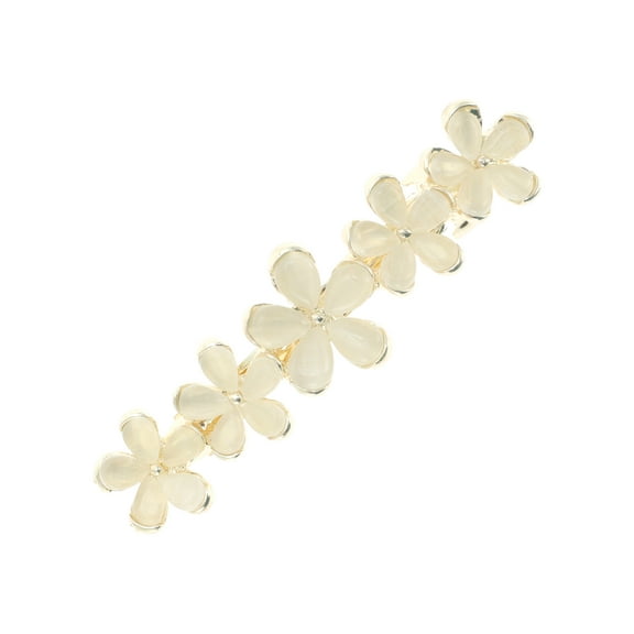 Unique Bargains 1 Pc Flower French Barrette Hair Clips Hairdo Clip for Home Gold Tone Beige