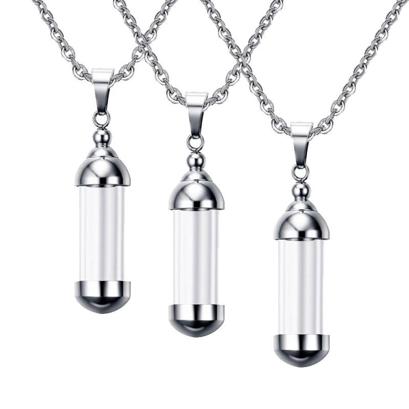 1 Large Screw Cap Heart Glass bottle vial urn ashes charm pendant for necklace 