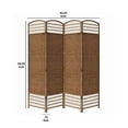 thumbnail image 5 of Benjara BM101162 Wood & Paper Straw 4 Panel Screen with Nailhead Trim - Brown, 5 of 5