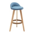 thumbnail image 1 of Taburete de bar alto Taburete de bar con estructura de madera y respaldo bajo Taburete de bar Silla de bar para comedor Cafetería Respaldo Cocina Lino azul, 1 of 9