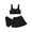 Black, variant on SILVERCELL 9-16T Teens Girls 3 Pieces Swimsuits Bathing Suit Kids Summer Cute Solid Swimwear Set with Skirt, Size 9-16 Years