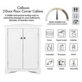 thumbnail image 3 of Spirich Floor Corner Cabinet with Doors and Shelves, Freestanding Bathroom Corner Storage Cabinet for Bathroom, Living Room, White, 3 of 6