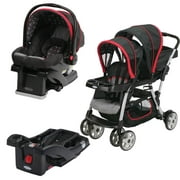 Angle View: Graco Ready2Grow Double Stroller with SnugRide Car Seat & Extra Base, Marco