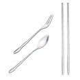 thumbnail image 3 of Cookware sets portable folding travel dinnerware set stainless steel tableware camping tools, 3 of 4