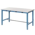 thumbnail image 2 of 72"W x 36"D Adjustable Height Workbench, Power Apron, 1-1/4" Thick ESD Laminate Safety Edge, Blue, 2 of 4