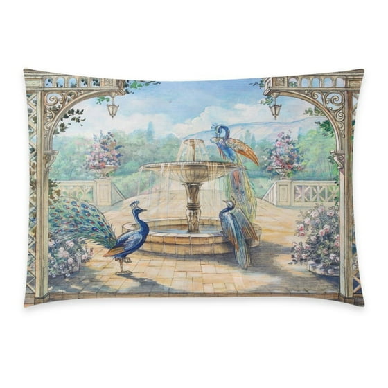 YKCG Home Bathroom Decor Watercolor Floral Peacock Pillowcases Decorative Pillow Cover Case ...