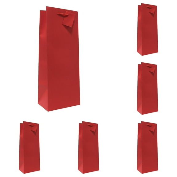 HCTSHG Gift Bags, 6/12 PCS 14x5x4 Inch Red Wine Bottle Bags with Handles, for Birthday, Wedding, Party Supplies, Holidays and Christmas Gifts 