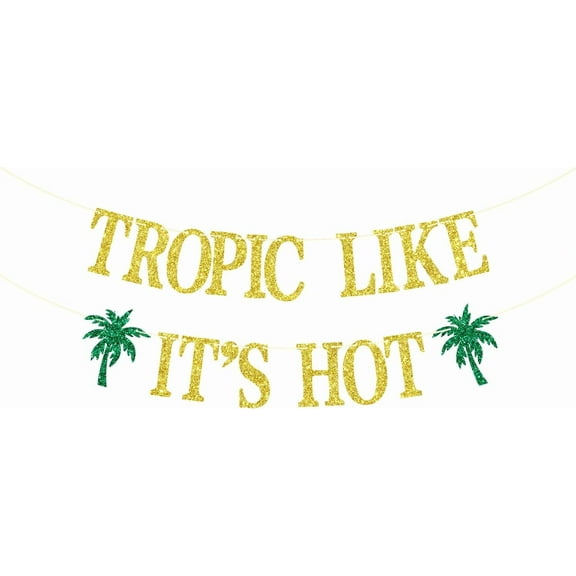 Tropic Like It's Hot Banner, Hawaii Aloha Luau Party Decorations, Tropical Bachelorette Party Supplies, Summer Beach Theme Decor, Pineapple Flamingo Hawaiian Party Bunting