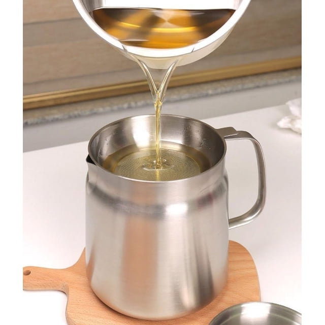 Fiudx Filtro de Aceite Multiusos de Gran Capacidad de Acero Inoxidable 304: para Grasa, Aceite de Cocina y Más, Sin Fugas Ni Goteo.