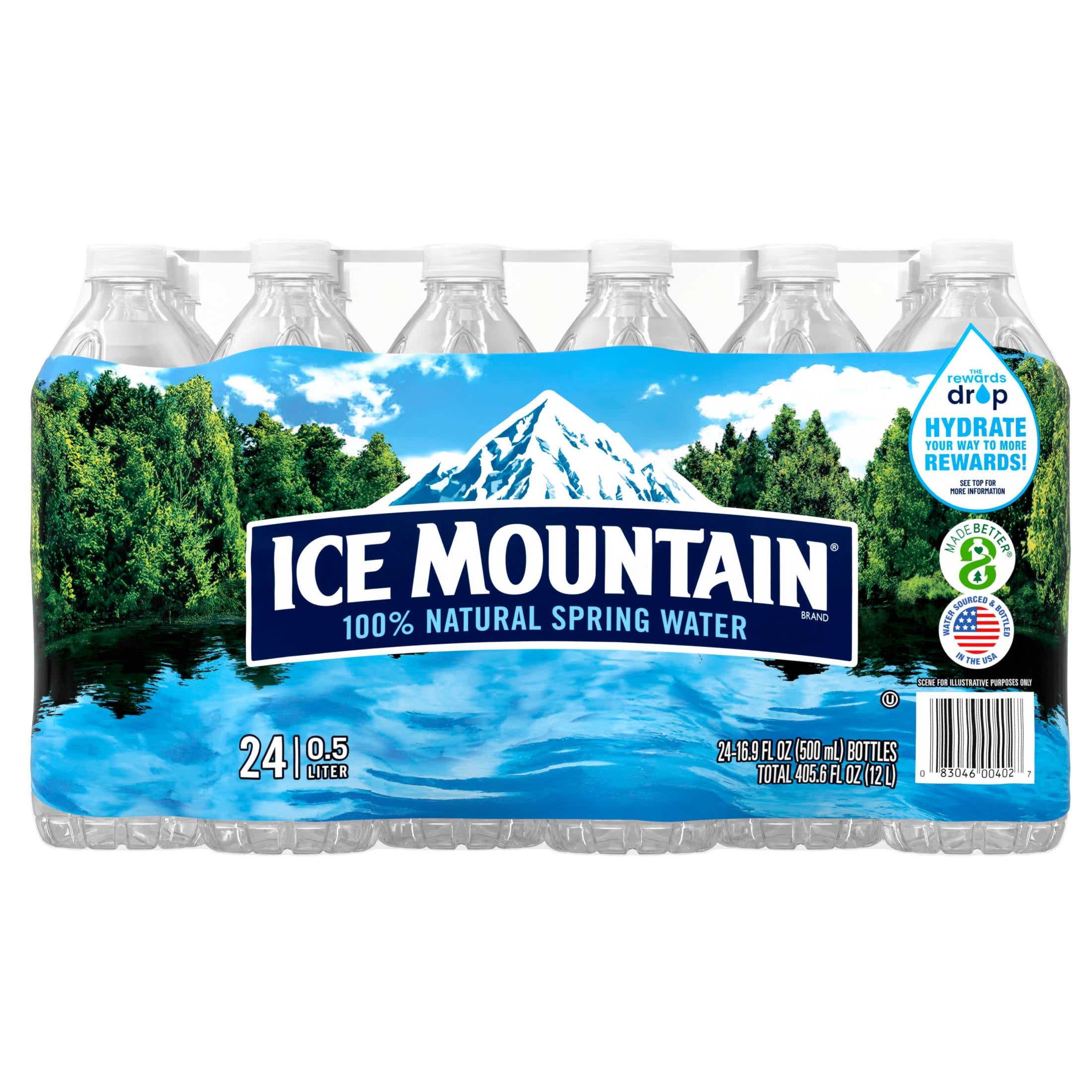 Ice Mountain Spring Water, 16.9 Fl Oz, 24-Pack Plastic Bottles