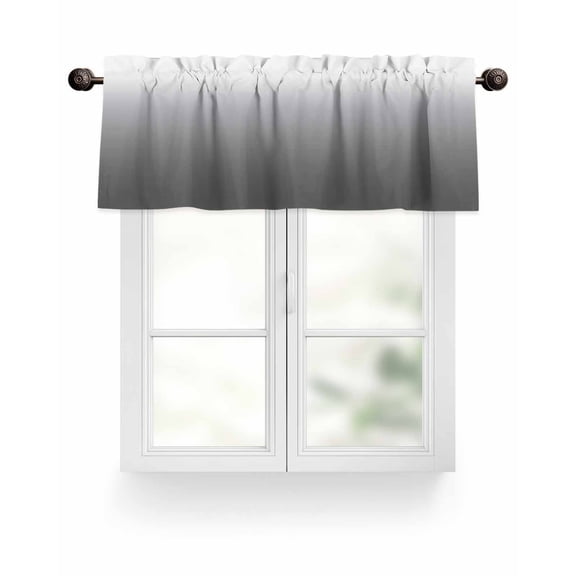 Grey White Gradient Kitchen Valances for Windows Abstract Watercolor Valance Curtains for Kitchen /Living Room/Bedroom/ Bathroom Decor, 54"x18 " ,Rod Pocket 1 Panel,