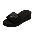 thumbnail image 1 of HBFAGFB Slippers Womens Fashion Ladies Trendy Heart Decoration Open Toe Slope Heel Slippers Black Size 41, 1 of 7