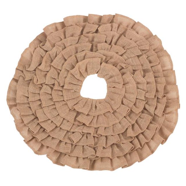 SARO 0516.N21R Ruffle Design Natural Jute Holiday Christmas Tree Skirt - Natural