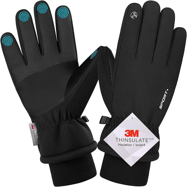 Guantes de invierno impermeables, guantes cálidos para pantalla táctil 3M para hombres y mujeres, guantes de ciclismo, tamaño: XL
