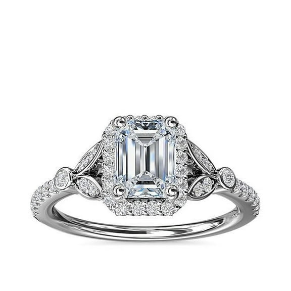 1.25 Ct Latest Emerald Cut Solitaire Real Diamond (F-G/VS1) Wedding Ring for Fiancee Solid 14K White Gold Size 7 by Diamond-Capitals