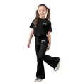 thumbnail image 2 of Tfken Girls Outfit Sets Bow Graphic Short Sleeve Tops With Flare-Leg Pants Set Summer Casual Toddler Classic Clothes Size 9-10 Years Black, 2 of 4