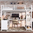 thumbnail image 3 of Harper & Bright Designs Full Size Metal Loft Bed with L-shaped Desk and Wardrobe, Loft Bed with Storage Shelves and Cubes, White, 3 of 12