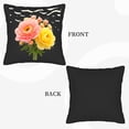 thumbnail image 6 of Set of 2 18x18in Throw Pillow Covers with Elegant Pink and Yellow Floral Design on Dark Background - Perfect for Couch Bed or Car, 6 of 8