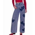 thumbnail image 2 of Women'S Baggy Heart Print Wide-Leg Jeans High Waisted Vintage Washed Casual Loose Denim Pants Trousers Blue XXL, 2 of 10
