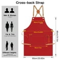 Red Waterproof Chef Apron, Adjustable Cross Back, Large Pockets for
