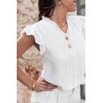 thumbnail image 3 of Stylish Sleeveless White Blouse with Embroidery and Ruffle Trim for Women | [ZhiHiMeRi] | (US 8-10)M, 3 of 7