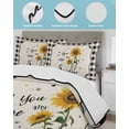 thumbnail image 3 of Twin Quilt Bedding Set, Sunflowers Reversible Summer Quilt 3 Pieces, Yellow Floral Botanical Black White Checkered Rustic Lightweight Bedspreads Coverlets with 2 Pillow Shams for All Seasons, 3 of 5