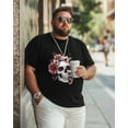 thumbnail image 5 of Men's T-Shirt Vintage Abstract Skull Red Flowers Short Sleeve Casual Tee Classic Crew Neck T-Shirt for Men, M, 5 of 7