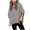 Gray, variant on Annhoo Oversized Sweatshirt for Women Plus Size Casual Drawstring Half Sleeve Hoodies Fall Baggy Solid Side Slit Tops