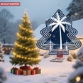 thumbnail image 3 of Stylized Metal Hanging Christmas Tree Wind Spinner - Geometric Design with Palm Tree Silhouette Perfect for Garden & Yard Decor, 3 of 7