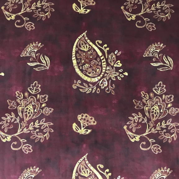 Decora Furnishings Soft Velvet Fabric Paisley Design Digitally Printed Material for Upholstery, Window Treatments Cushion Dining Chair Cover Craft - Width 54 inches - Fabric by The Yard - Maroon