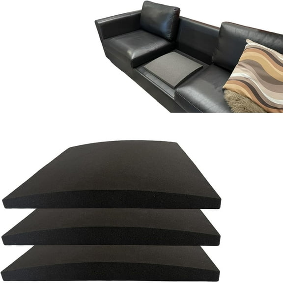 Couch Supports for Sagging Cushions – Set of 3, 20x20x2” High-Density 50D Foam Pads, Arched & Cuttable Design for Under Cushion Fix, Firm Sofa Seat Reinforcement, Black