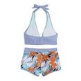 thumbnail image 7 of up to 30% off Usmixi Sexy Swimsuits for Women 2 Piece Tie High Waist Tummy Control Swimsuits Bathing Suits Sleeveless V-Neck Leaves Print Swimwears Bikini Sets Light Blue XL Up to 65% off, 7 of 7