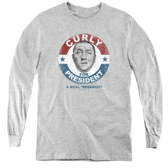 Three Stooges - Curly For President - Youth Long Sleeve Shirt - Large
