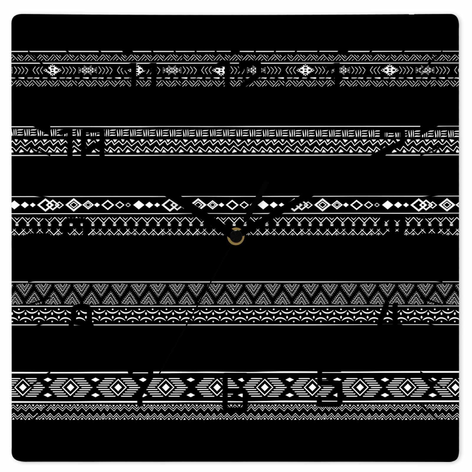 Black White Geometric Wooden Wall Clock Silent Non Ticking Modern Striped Plaid Abstract Art Square Wall Clocks Battery Operated Decor Clock for Home Office Living Room Kitchen 12 Inch