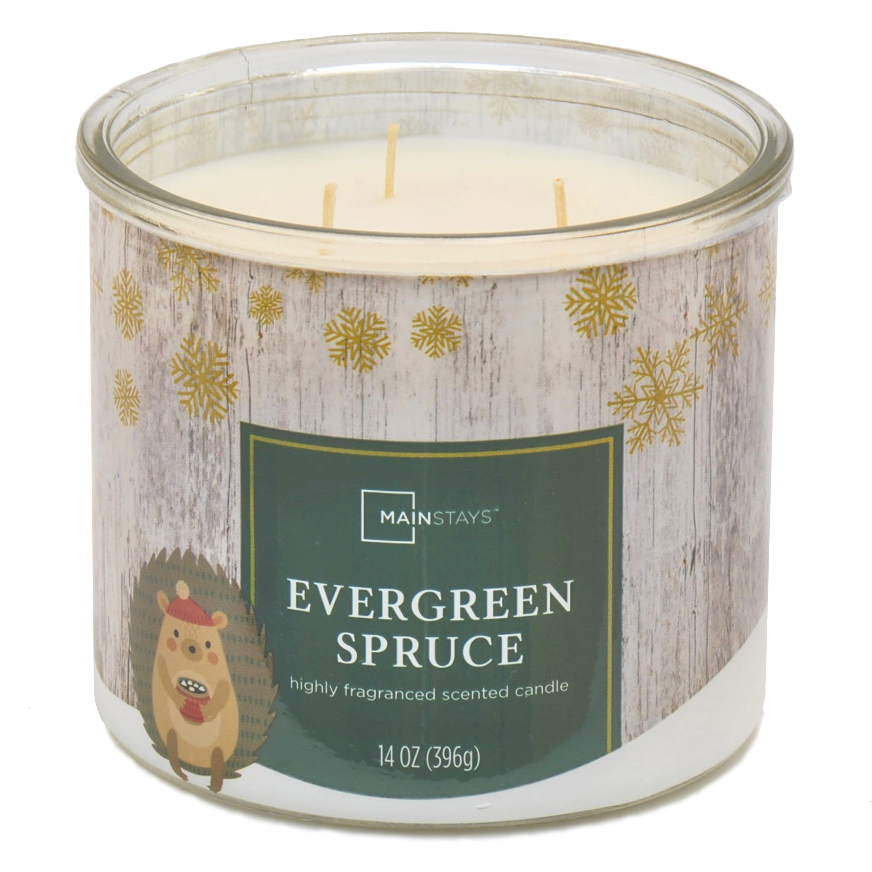 Mainstays Hedgehog Wrapped 3-Wicked Scented Evergreen Spruce candle, 14-Ounce