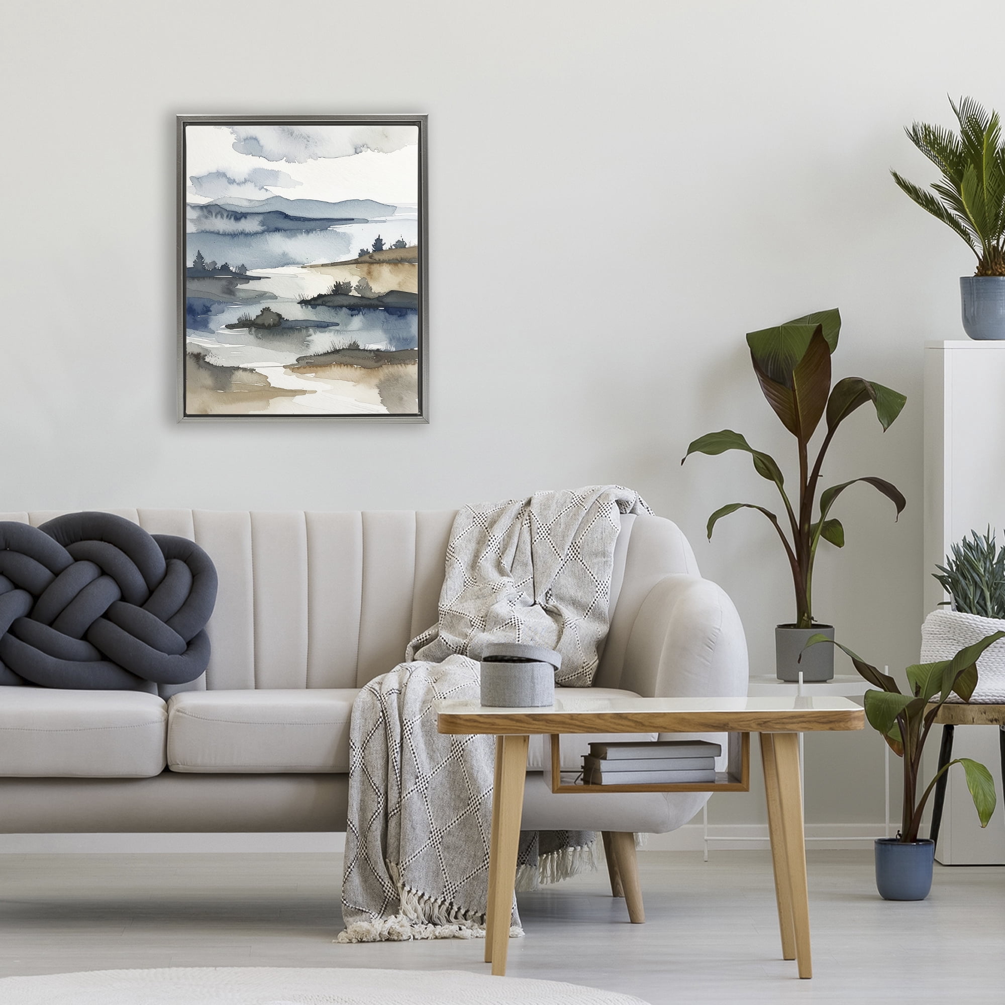 Stupell Industries The Flow Of Water Gray Framed Floater Canvas Wall Art, design by Alonza Saunders